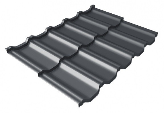 Металлочерепица модульная Квинта Uno Grand Line c 3D резом 0,5 Satin Мatt RAL 7024 мокрый асфальт купить в Шахтах