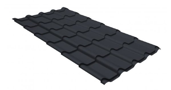 Металлочерепица камея GL 0,5 GreenCoat Pural RR 23 темно-серый (RAL 7024 мокрый асфальт) купить в Шахтах