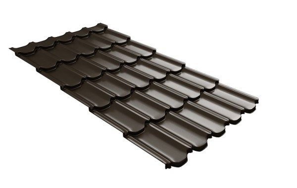 Металлочерепица квинта плюс с 3D резом 0,5 GreenСoat Pural RR 32 темно-коричневый (RAL 8019 серо-коричневый) купить в Шахтах