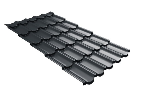 Металлочерепица квинта плюс с 3D резом 0,5 Satin RAL 7016 антрацитово-серый купить в Шахтах