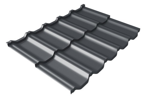 Металлочерепица модульная Квинта Uno Grand Line c 3D резом 0,45 Drap RAL 7024 мокрый асфальт купить в Шахтах